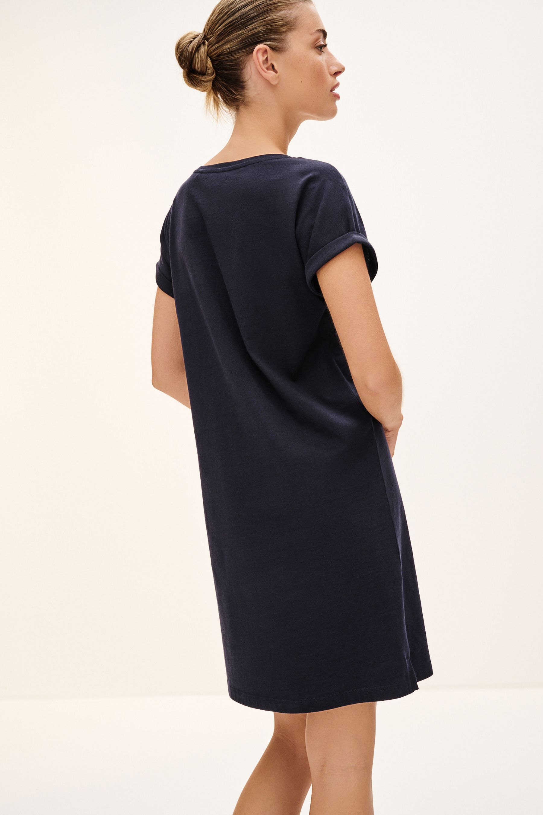 Buy Navy 100 Cotton Relaxed V Neck Capped Sleeve Tunic Dress from the Next UK online shop