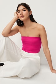 Pink Cropped Cotton Rich Bandeau Boobtube Top - Image 1 of 6