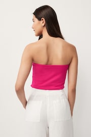 Pink Cropped Cotton Rich Bandeau Boobtube Top - Image 3 of 6