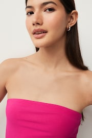 Pink Cropped Cotton Rich Bandeau Boobtube Top - Image 4 of 6