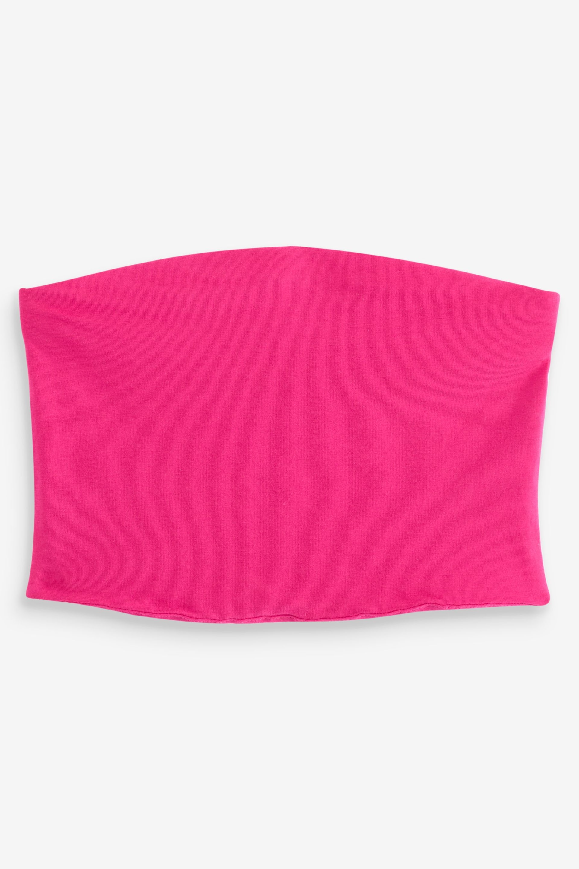 Pink Cropped Cotton Rich Bandeau Boobtube Top - Image 5 of 6