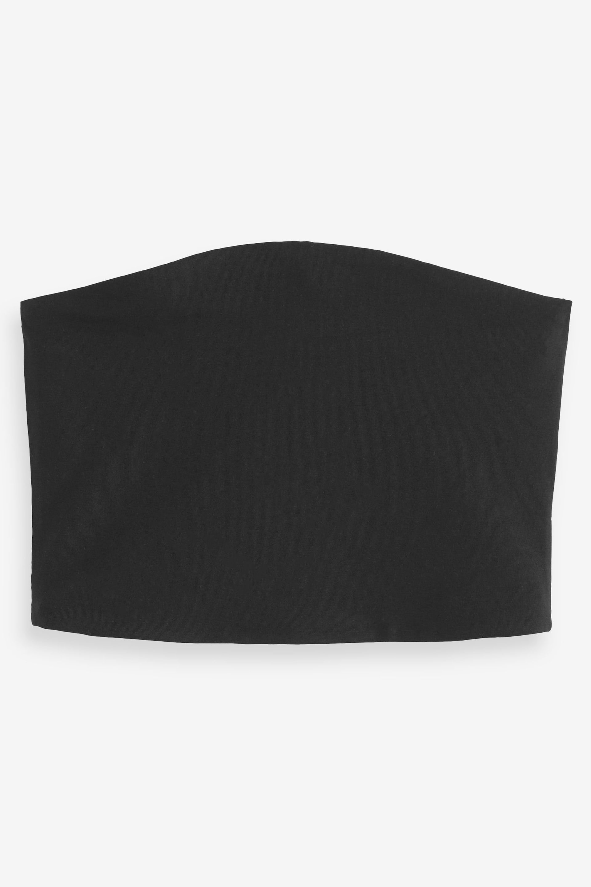 Black Cropped Cotton Rich Bandeau Boobtube Top - Image 5 of 6