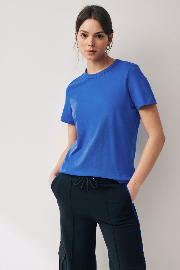 Next Level Cotton Short Sleeve Crew T-Shirt — Turquoise, XS, Lightweight, Hemmed Sleeves
