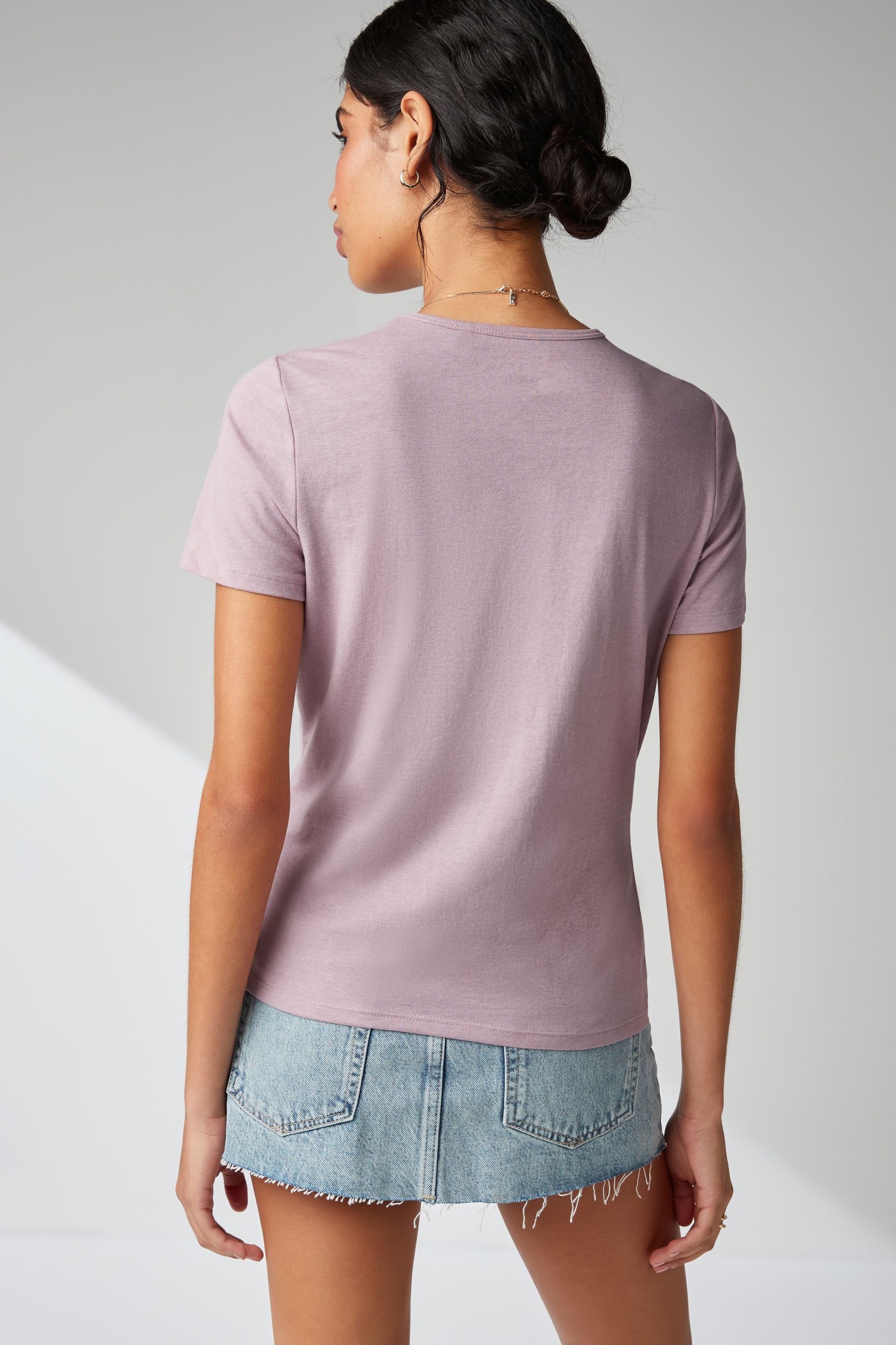 Pink The Everyday Crew Neck Cotton Rich Short Sleeve T-Shirt - Image 3 of 6