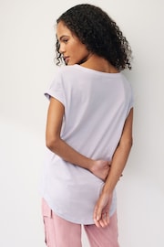 Lilac Purple Round Neck Cap Sleeve T-Shirt - Image 3 of 6