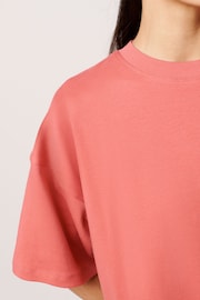 Pink 100% Cotton Heavyweight Relaxed Fit Crew Neck T-Shirt - Image 4 of 6