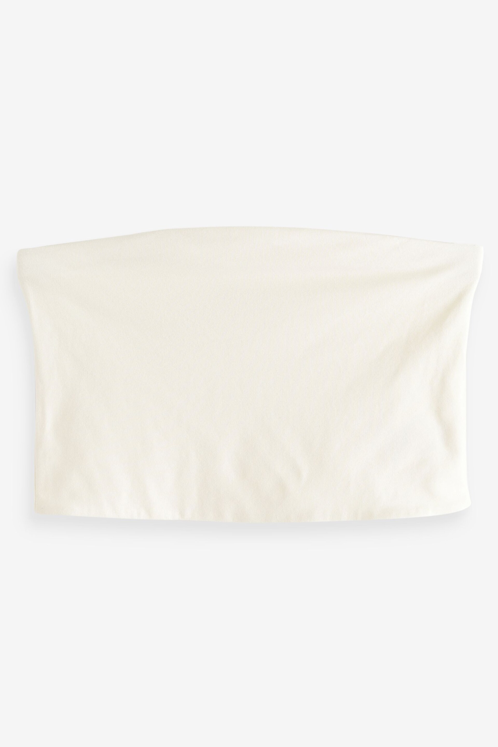 Ecru White Cropped Cotton Rich Bandeau Boobtube Top - Image 6 of 7