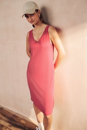 Coral Pink Sleeveless Slouch V-Neck Mini Dress - Image 1 of 6