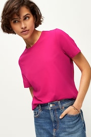 Pink The Everyday Crew Neck Cotton Rich Short Sleeve T-Shirt - Image 1 of 6