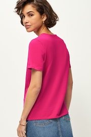 Pink The Everyday Crew Neck Cotton Rich Short Sleeve T-Shirt - Image 3 of 6