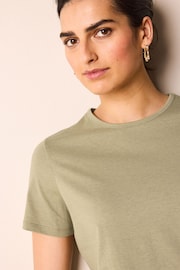 Olive Green The Everyday Crew Neck Cotton Rich Short Sleeve T-Shirt - Image 4 of 5