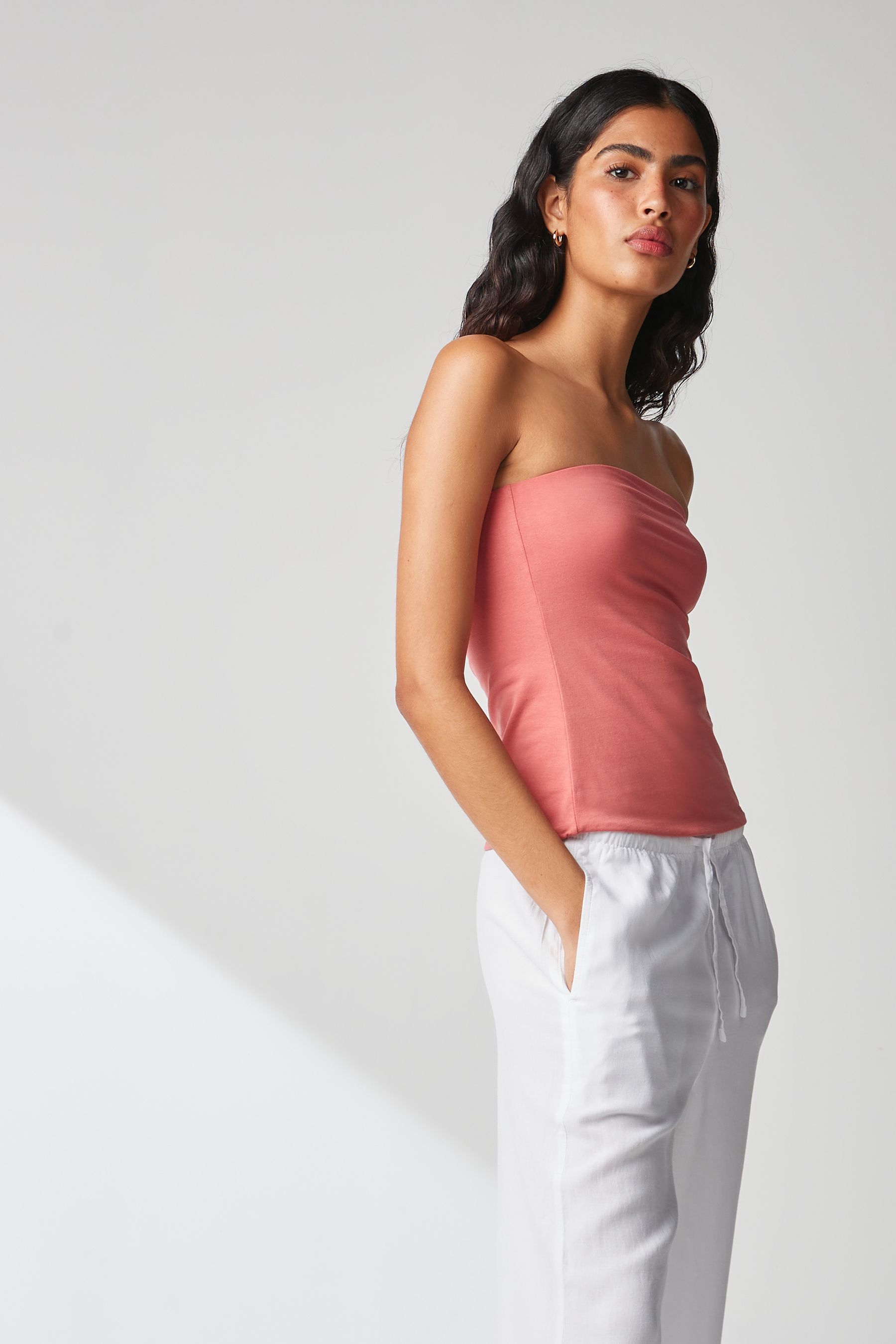 Buy Pink Cotton Rich Bandeau Boobtube Top from the Next UK online shop