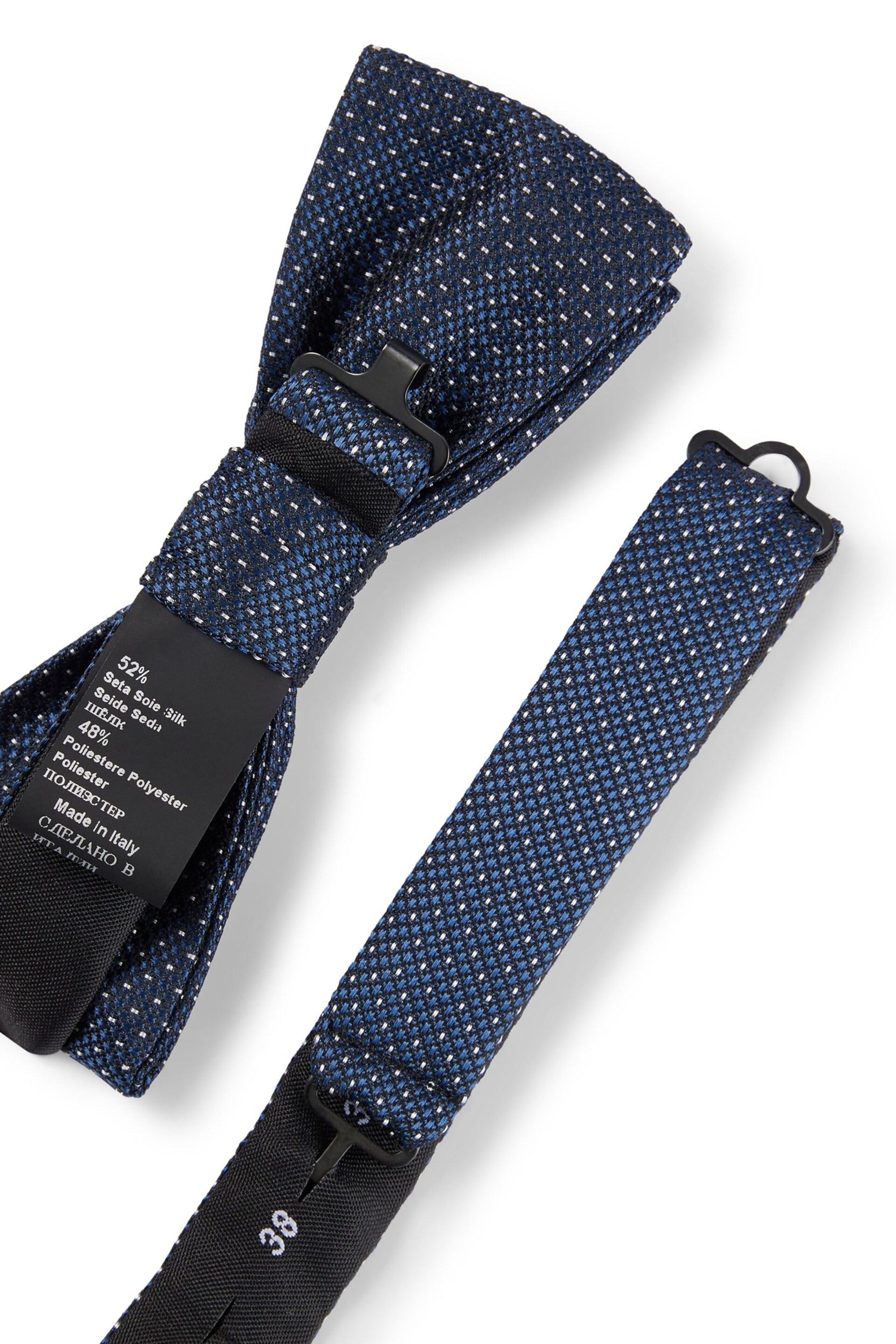 BOSS Blue Silk-Blend Jacquard Bow Tie and Pocket Square - Image 2 of 3