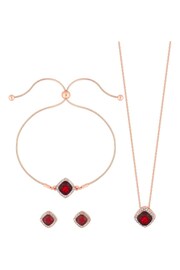 Jon Richard Gold Garnet Halo Set - Gift Boxed - Image 1 of 3