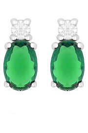 Simply Silver Sterling Silver Tone 925 Emerald Earrings - Image 1 of 3