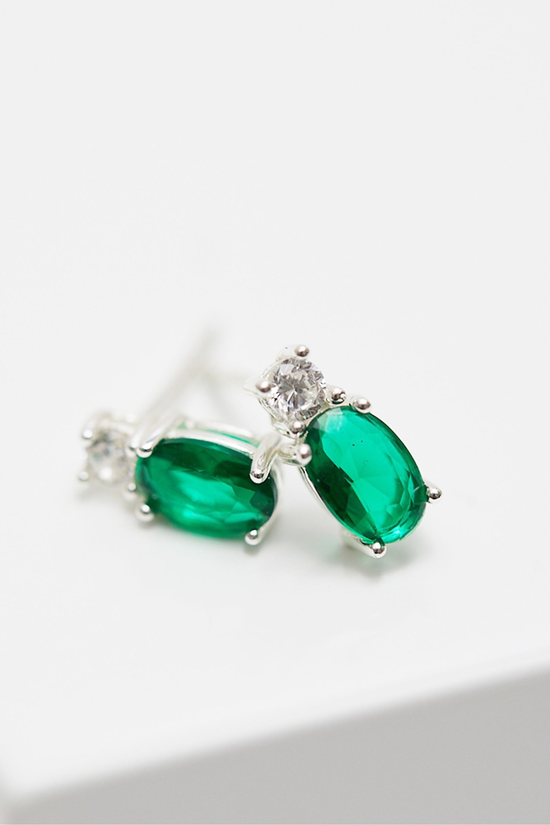 Simply Silver Sterling Silver Tone 925 Emerald Earrings - Image 3 of 3