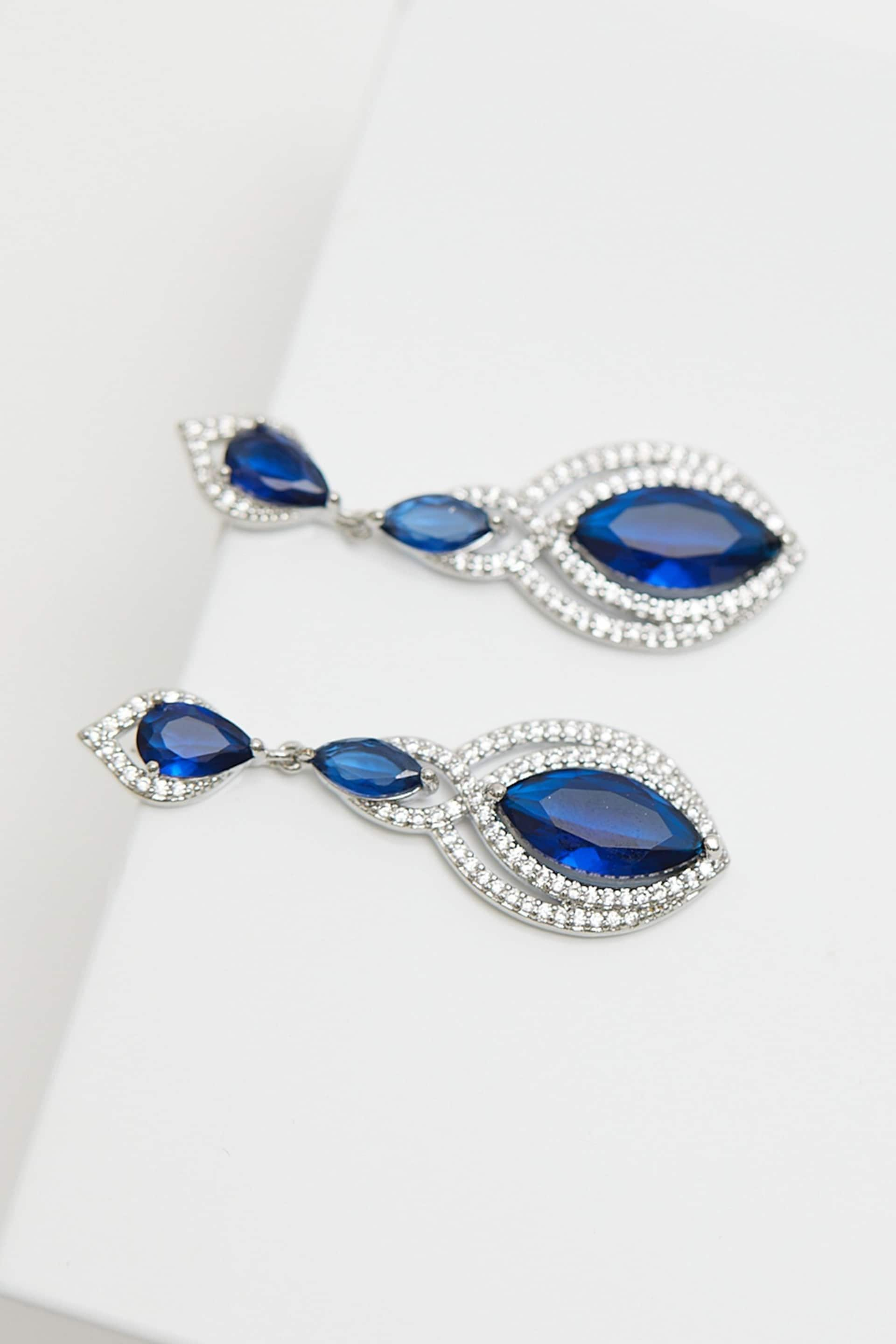 Jon Richard Silver Navette Statement Drop Earrings - Image 3 of 3