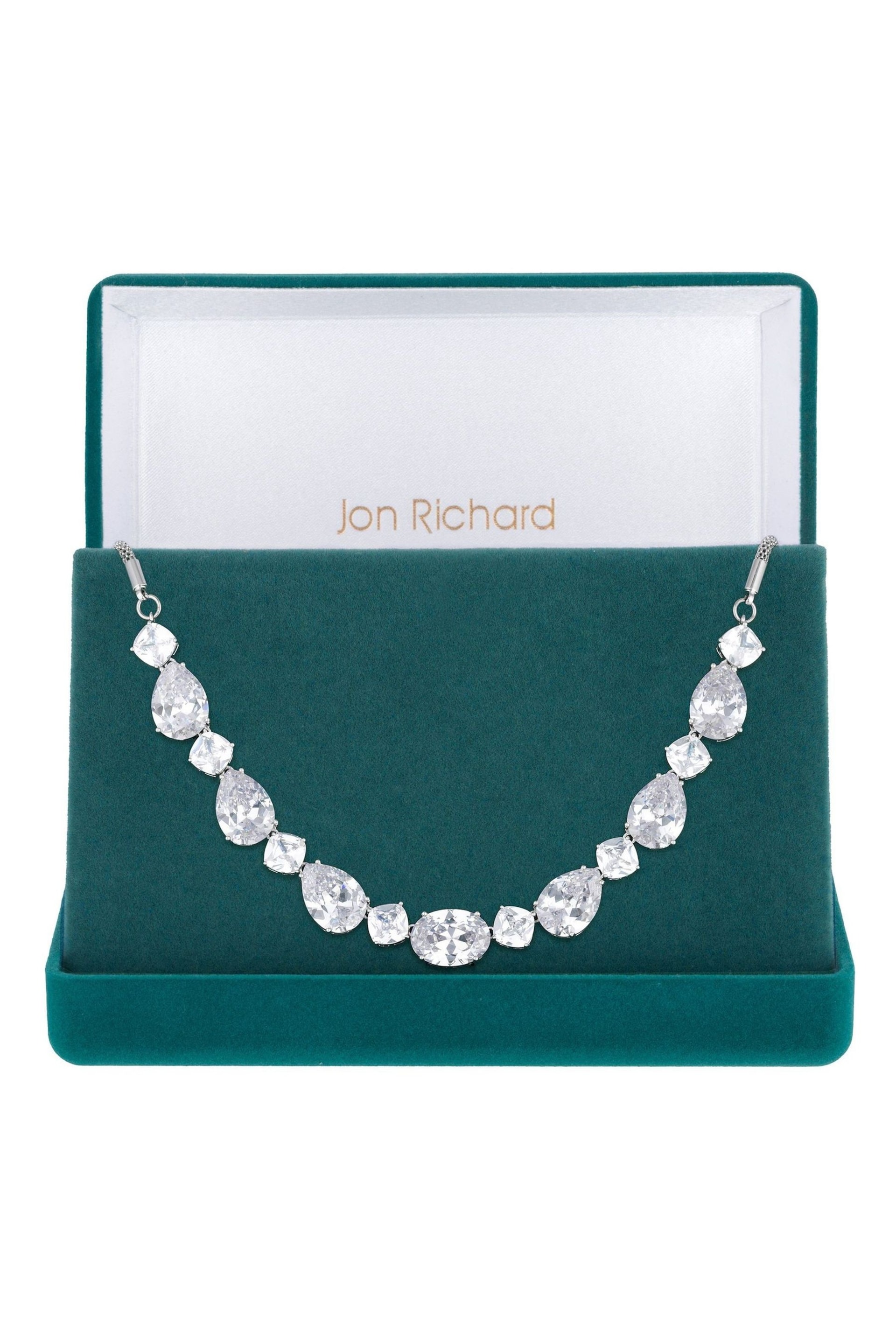 Jon Richard Silver Cubic Zirconia Mixed Stone Necklace - Gift Boxed - Image 1 of 4