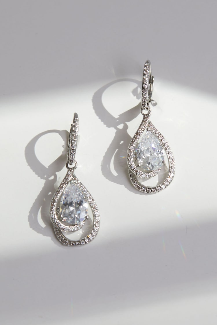 Jon Richard Cubic Zirconia Pear Drop Earrings - 禮盒包裝 - 圖片 3/3