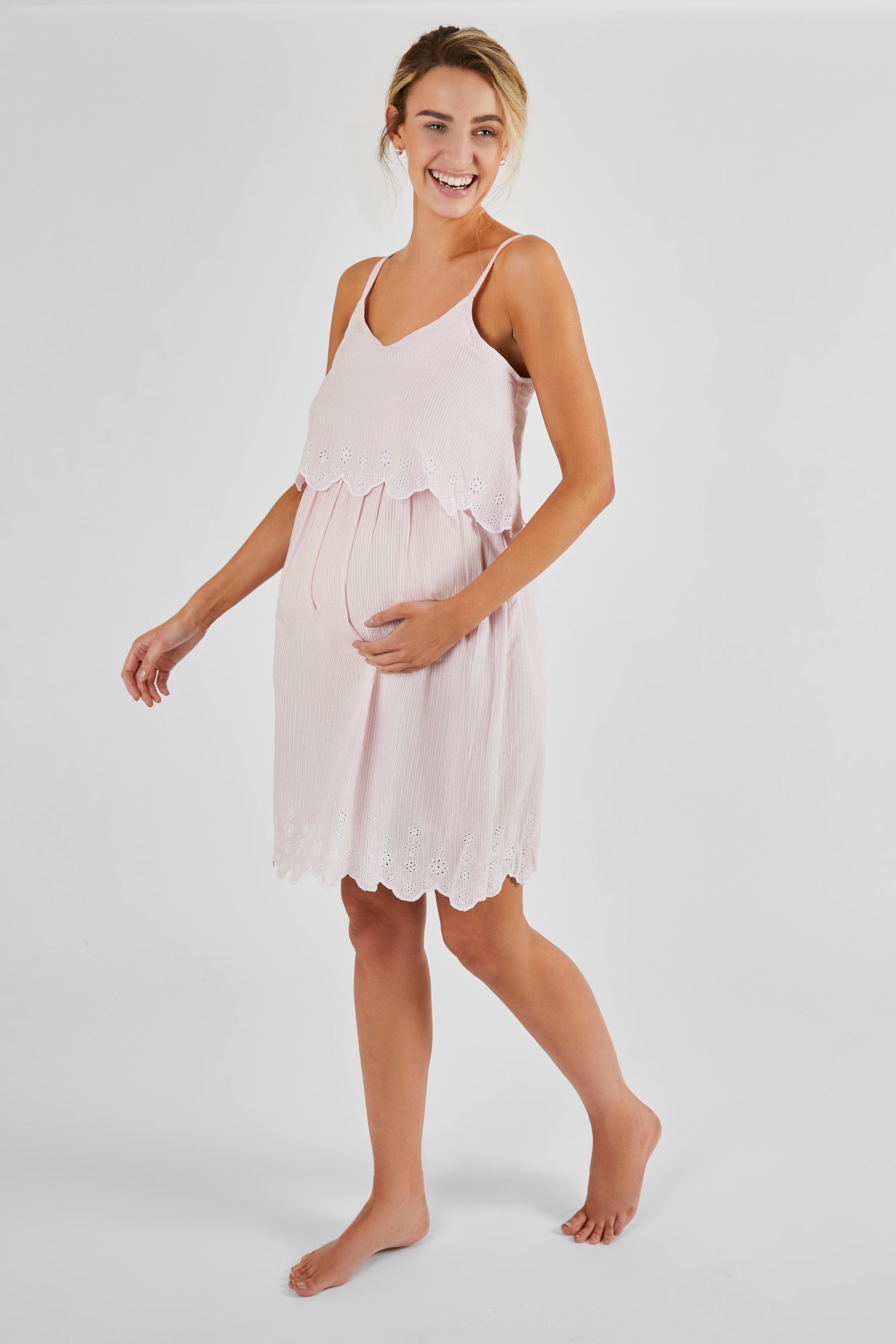 Buy JoJo Maman Bebe Pink Ticking Stripe Maternity Nursing Nightdress from the Next UK online shop