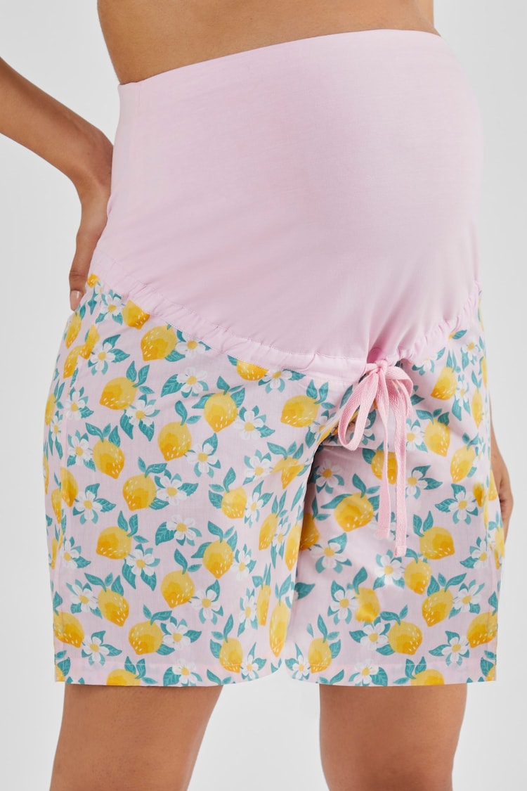 JoJo Maman Bébé Pink Lemon Print Maternity & Nursing Short Pyjamas Set - Image 5 of 5