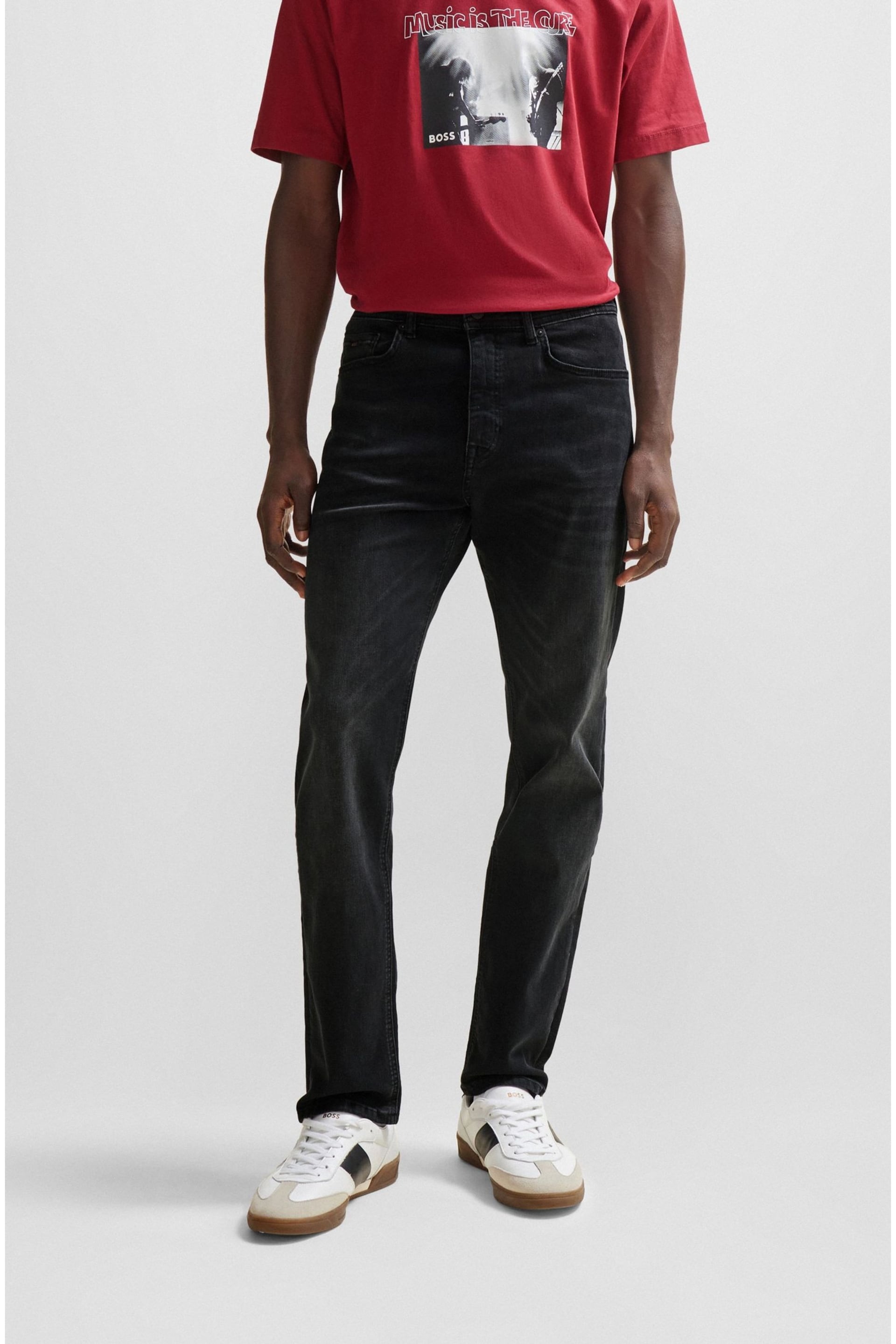 BOSS Black Wash Tapered Fit Super Stretch Denim Jeans - Image 1 of 5