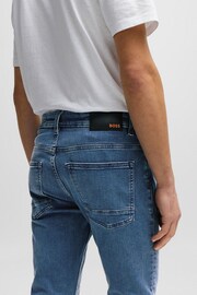 BOSS Mid Blue Tapered Fit Super Stretch Denim Jeans - Image 4 of 5