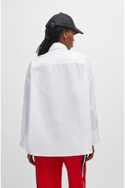 HUGO Oversized Fit White Blouse In Cotton Canvas With Seasonal Logo - Image 2 of 6