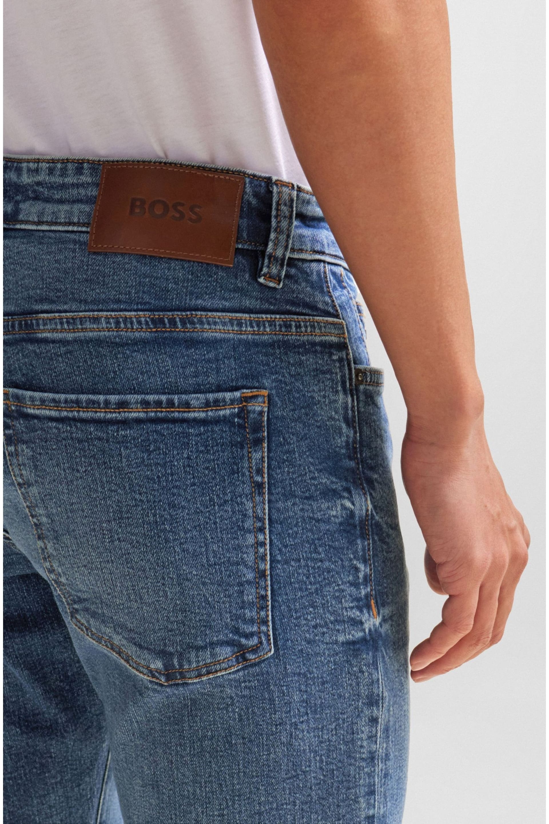 BOSS Blue Denim Delaware Slim Fit Stretch Jeans - Image 4 of 5