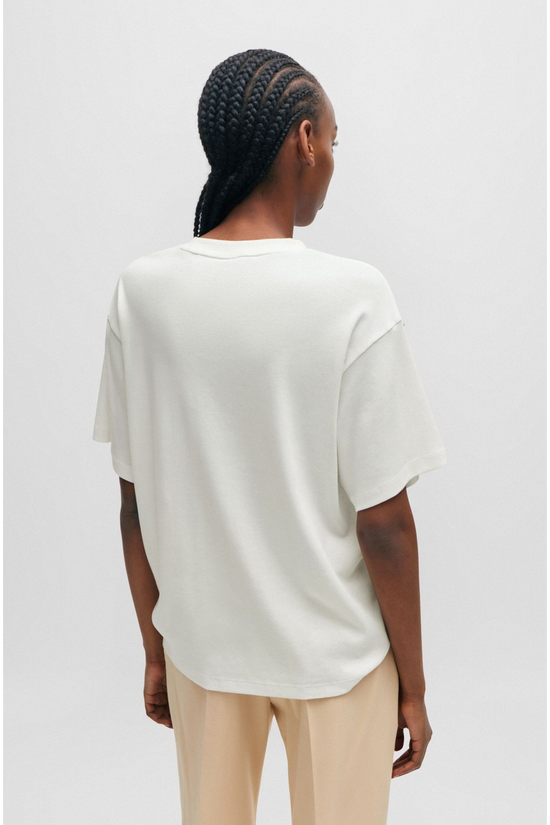 HUGO Cream Relaxed Fit Logo T-Shirt - Image 2 of 4