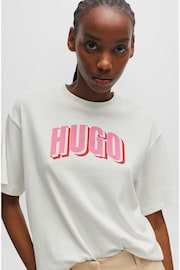 HUGO Cream Relaxed Fit Logo T-Shirt - Image 4 of 4
