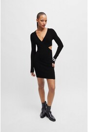 HUGO Black Cut Out Wrap Effect Fitted Mini Dress - Image 1 of 5