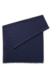 BOSS Blue Wool Blend Jaquard Woven Scarf - Image 1 of 2