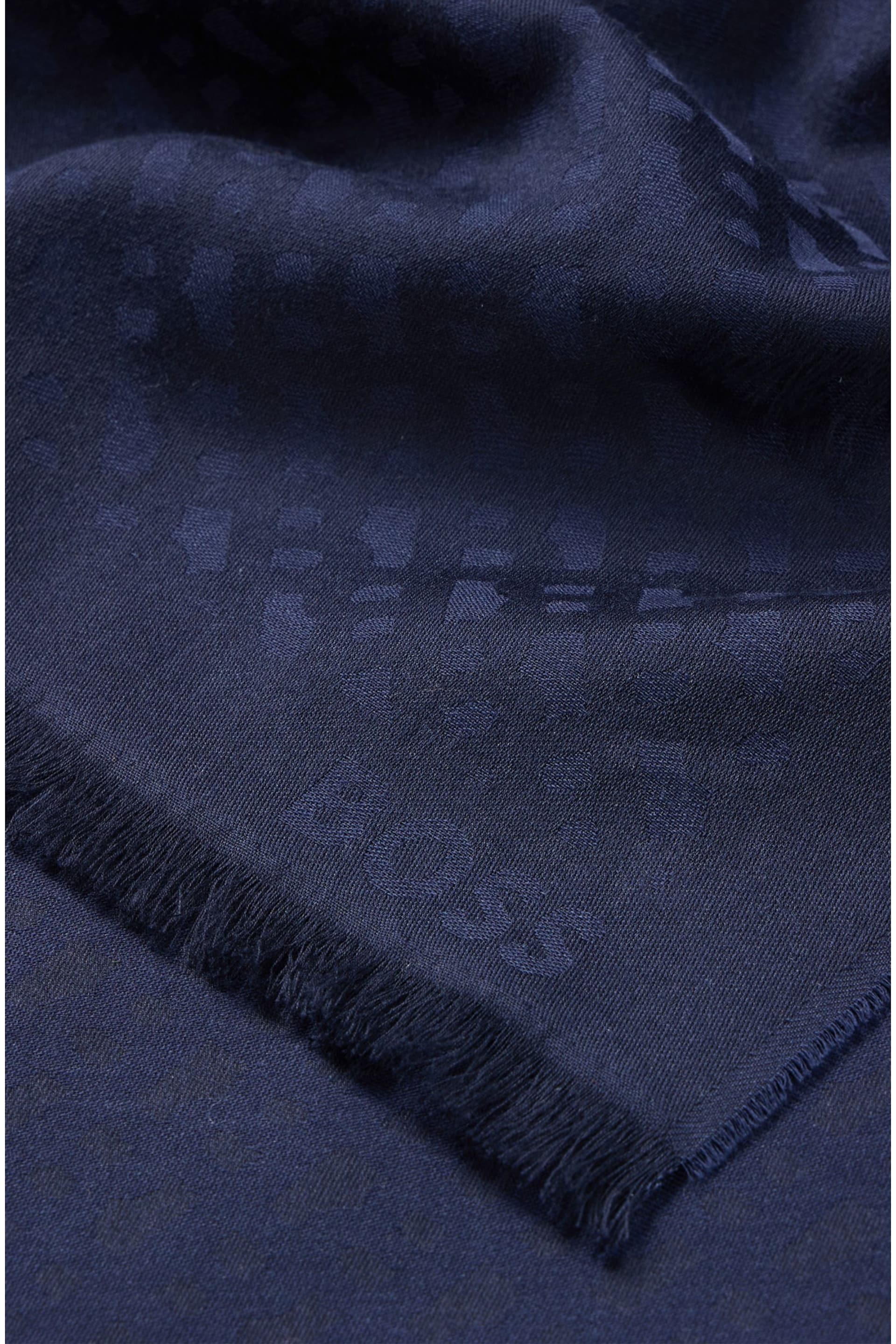 BOSS Blue Wool Blend Jaquard Woven Scarf - Image 2 of 2