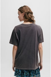 BOSS Grey Embroidered Hair-Do Graphic Relaxed Fit T-Shirt - Image 2 of 5