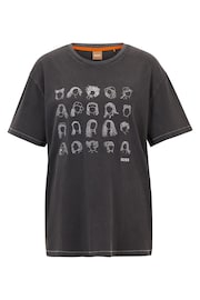 BOSS Grey Embroidered Hair-Do Graphic Relaxed Fit T-Shirt - Image 5 of 5