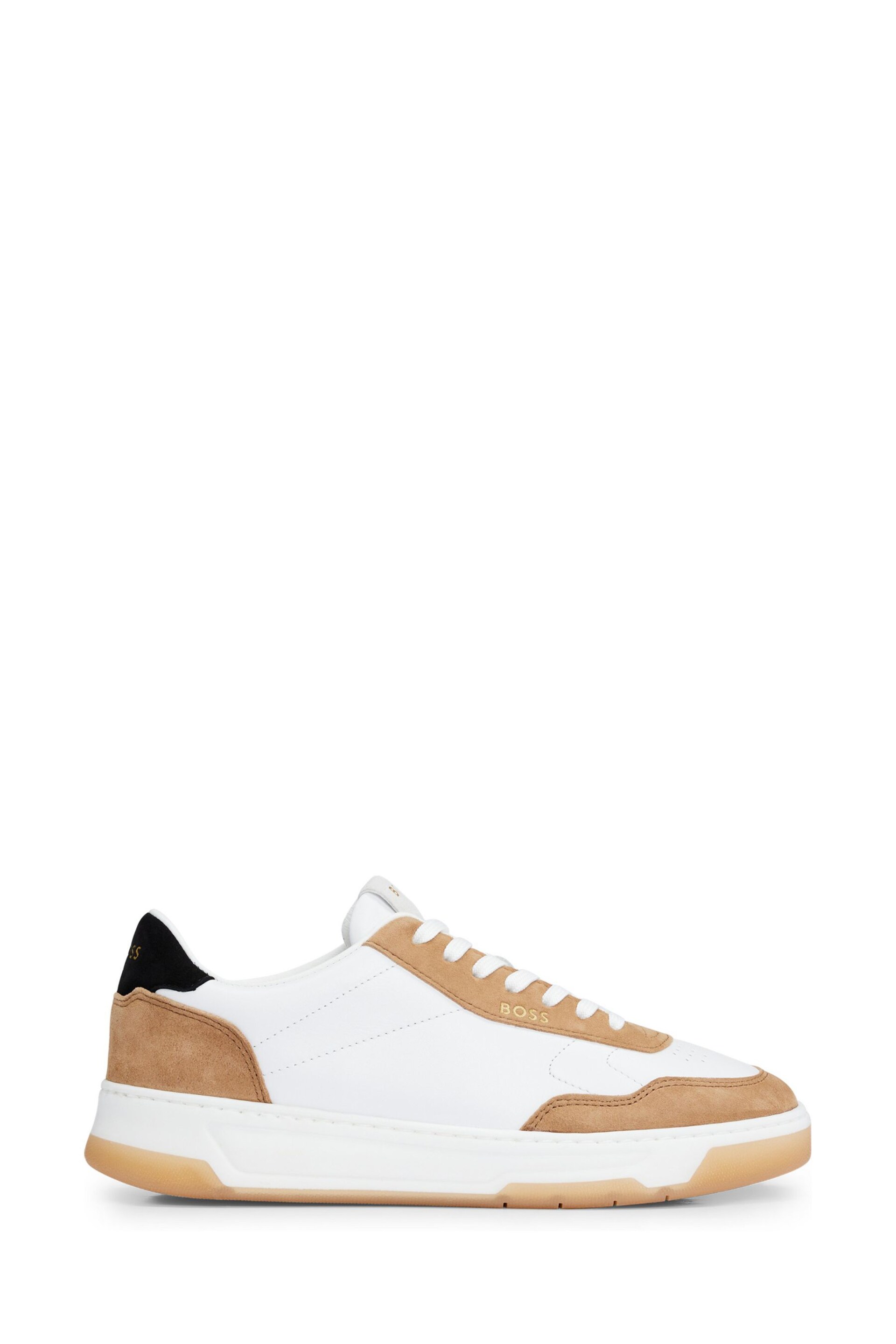 BOSS Brown Low Top Logo Leather Trainers - Image 1 of 4