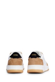 BOSS Brown Low Top Logo Leather Trainers - Image 3 of 4