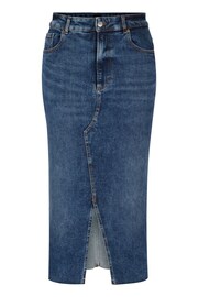BOSS Mid Blue Slim Fit Stretch Midi Denim Skirt - Image 5 of 5