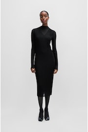 BOSS Black Plisse Pleats Tulle Textured Midi Dress - Image 1 of 6
