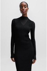 BOSS Black Plisse Pleats Tulle Textured Midi Dress - Image 3 of 6