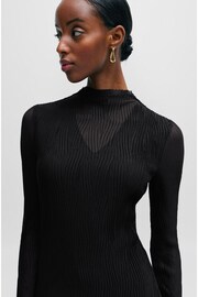 BOSS Black Plisse Pleats Tulle Textured Midi Dress - Image 4 of 6