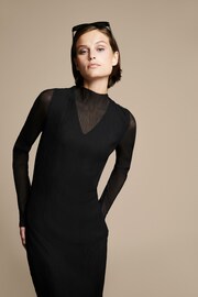 BOSS Black Plisse Pleats Tulle Textured Midi Dress - Image 5 of 6