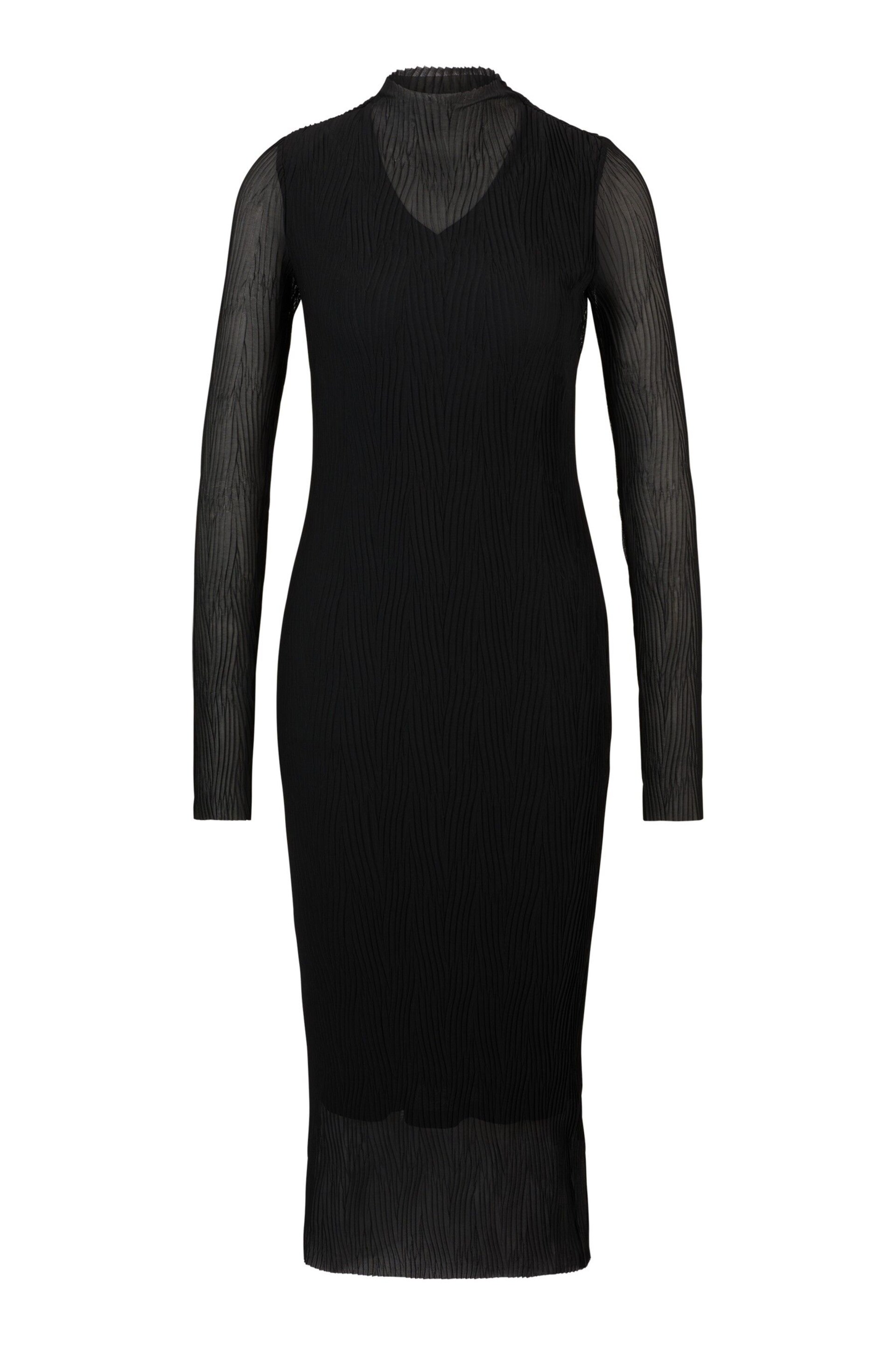 BOSS Black Plisse Pleats Tulle Textured Midi Dress - Image 6 of 6