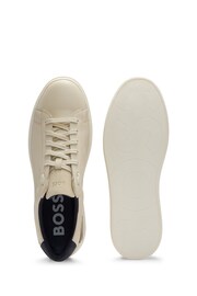 BOSS Cream Clint Cupsole Lace Up Leather Trainers - Image 4 of 5