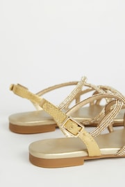 Lipsy Gold Low Block Embellished Heel Occasion Sandal - Image 3 of 4