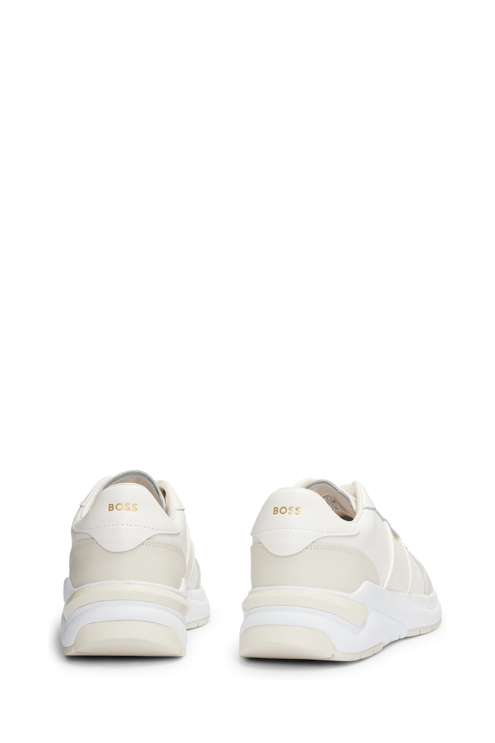 BOSS Cream Chunky Leather Trainers - Image 3 of 3