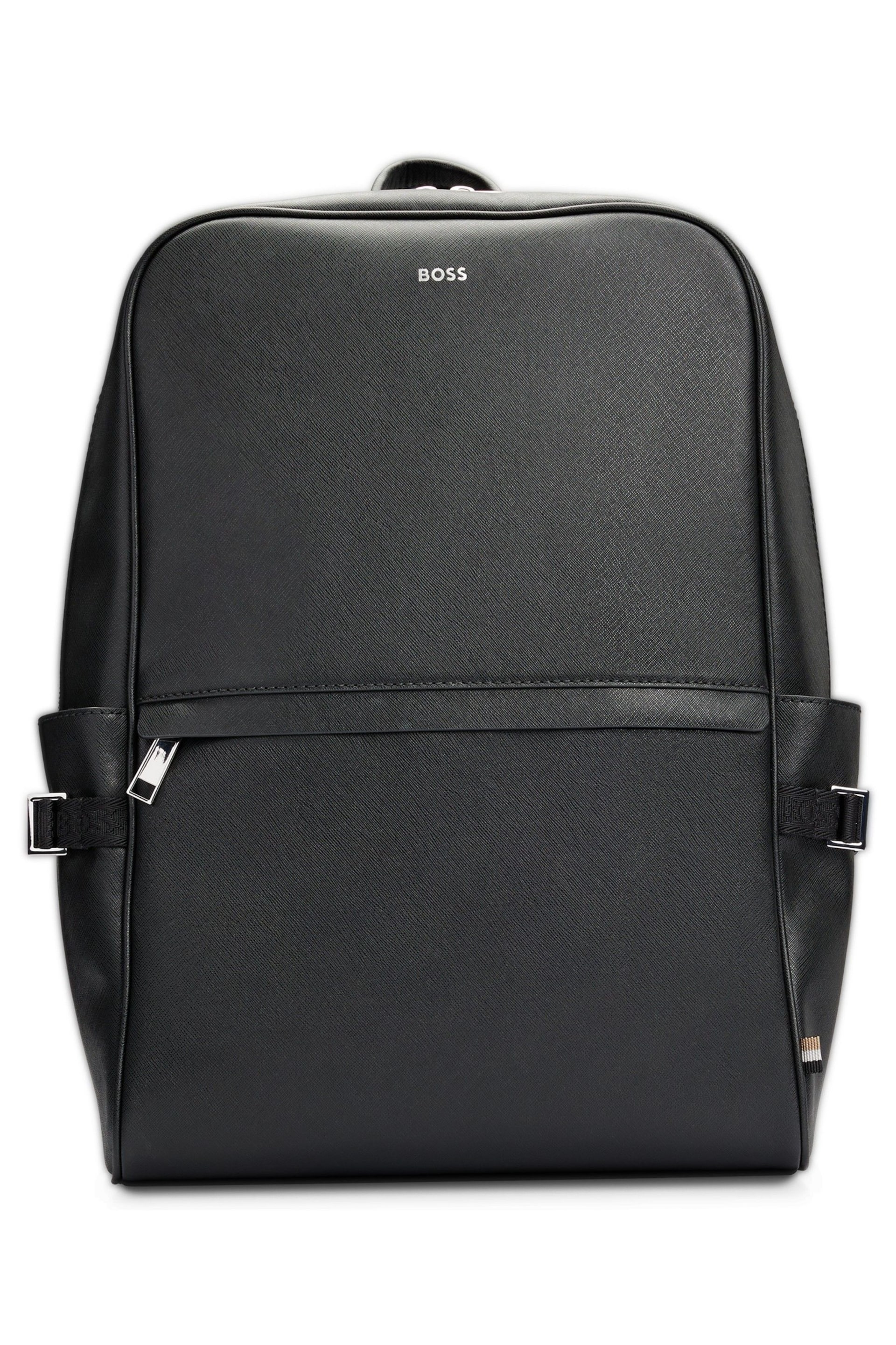 BOSS Black Leather Structured Backpack - Image 3 of 6