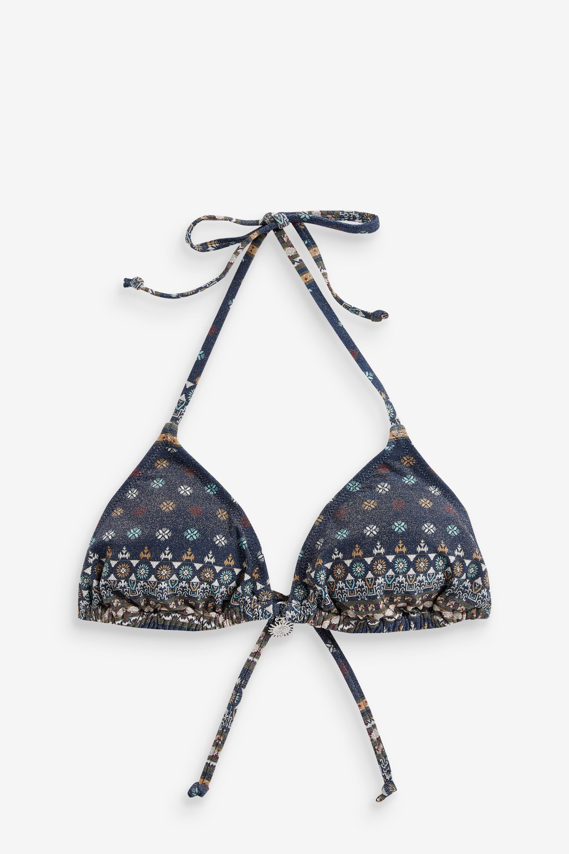 Blue Geo Sparkle Triangle Charm Bikini Top - Image 5 of 5