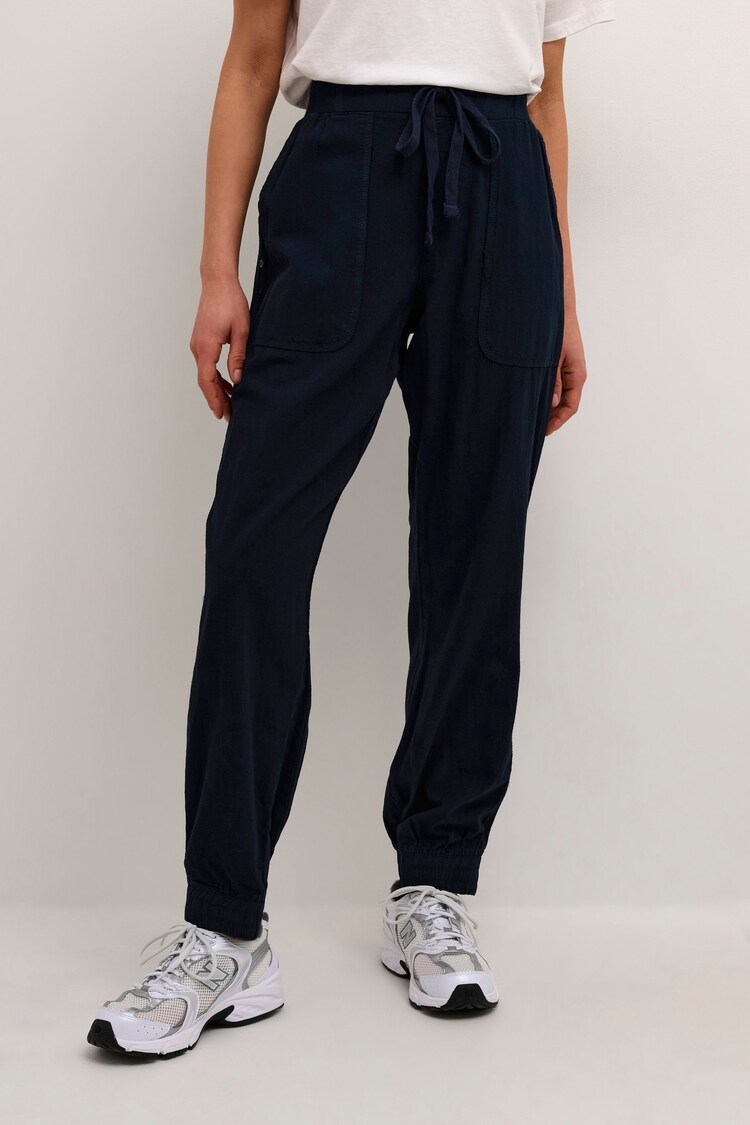 Kaffe Blue Naya 100% Cotton Sweat Joggers - Image 1 of 6